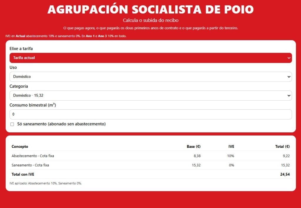 calculadora timo auga