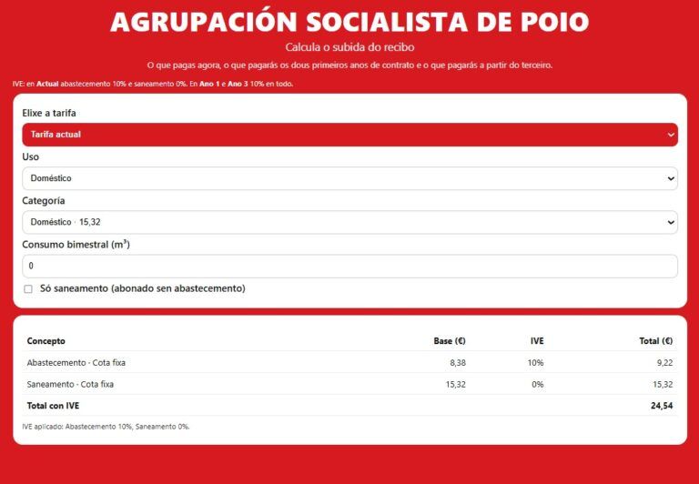 calculadora timo auga